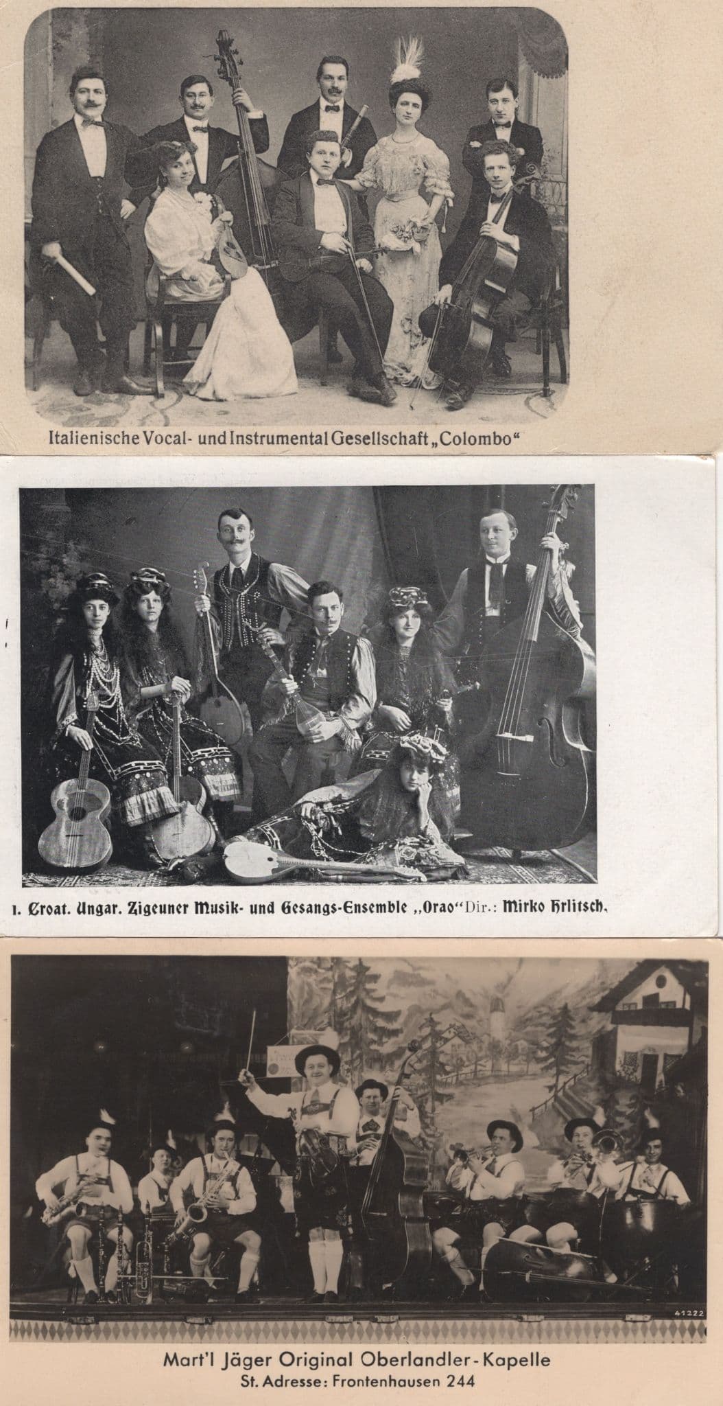 Jager Original Oberlander Kopelle Music Band 3x German Postcard s