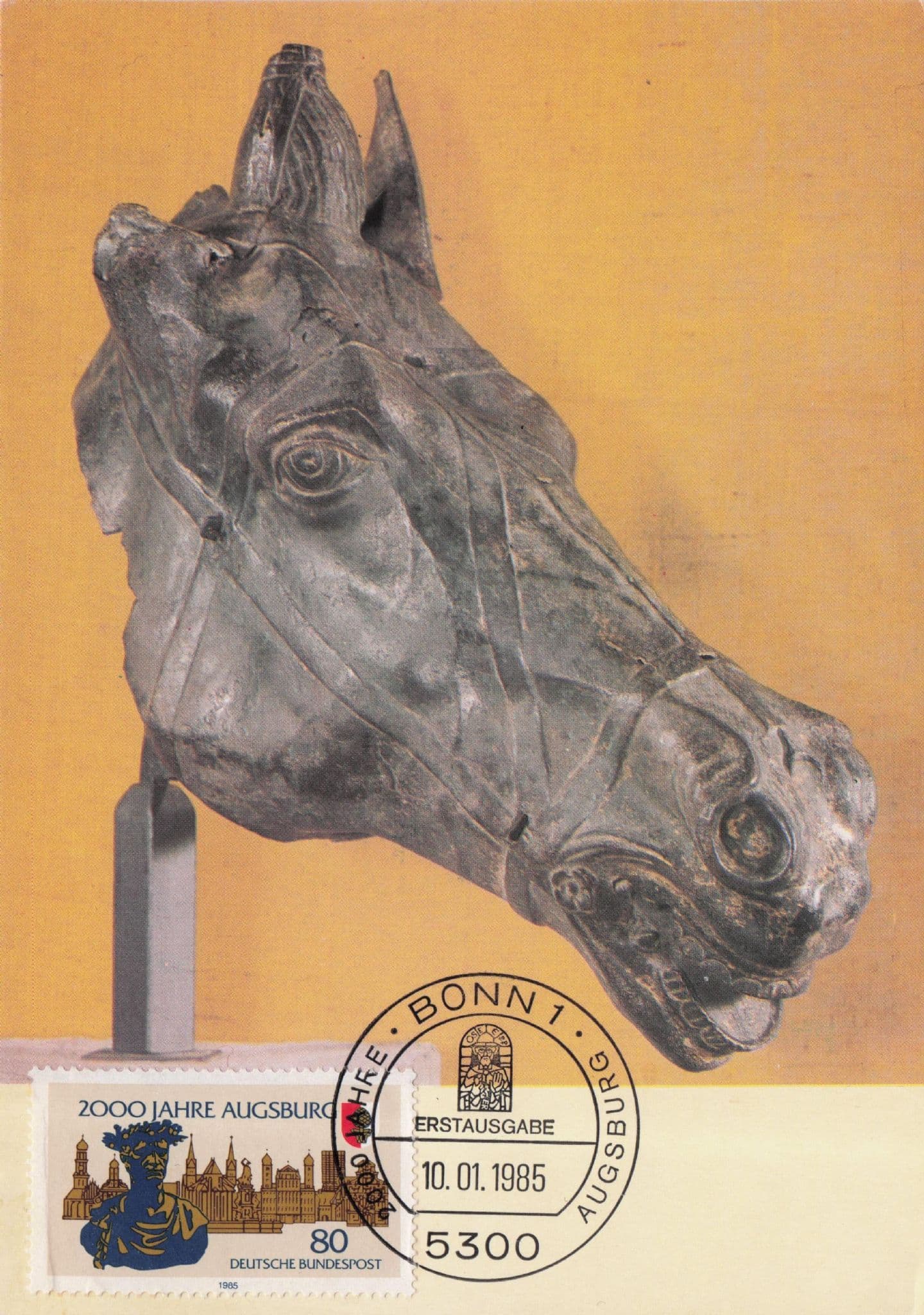 Jahre Augsburg Bonn Horse Statue Sculpture German FDC Postcard