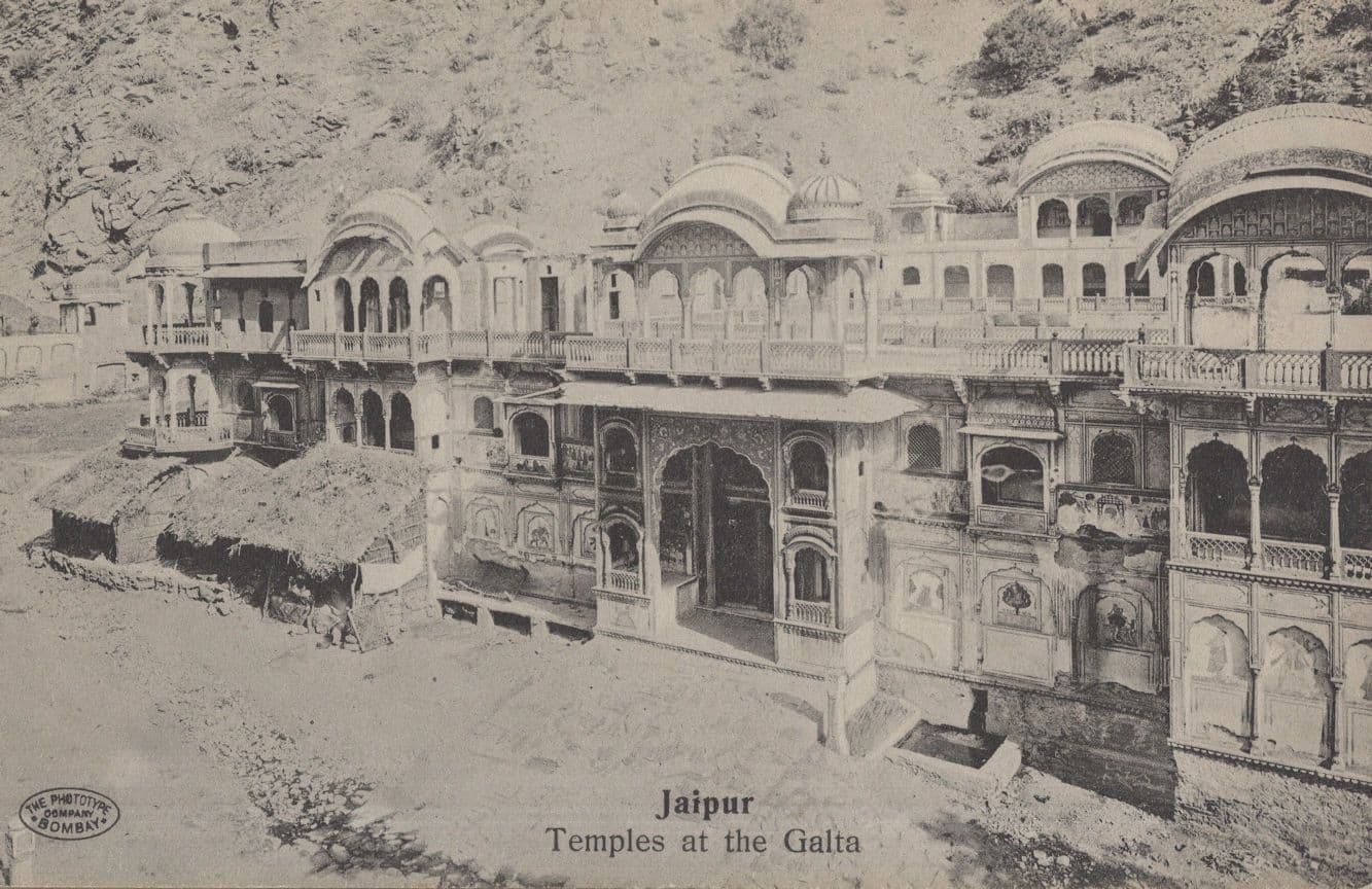 Jaipur Temples At The Galta Antique Rare India Postcard