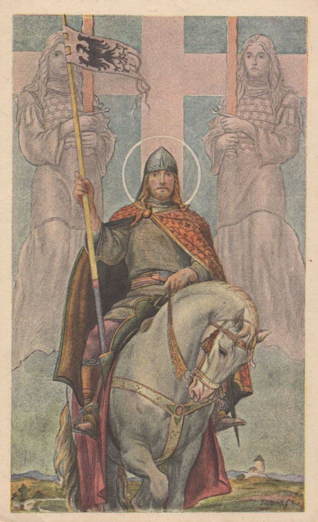 Jakub Obrovsky SV Vaclav A Praze Knight Czech Old Painting Postcard
