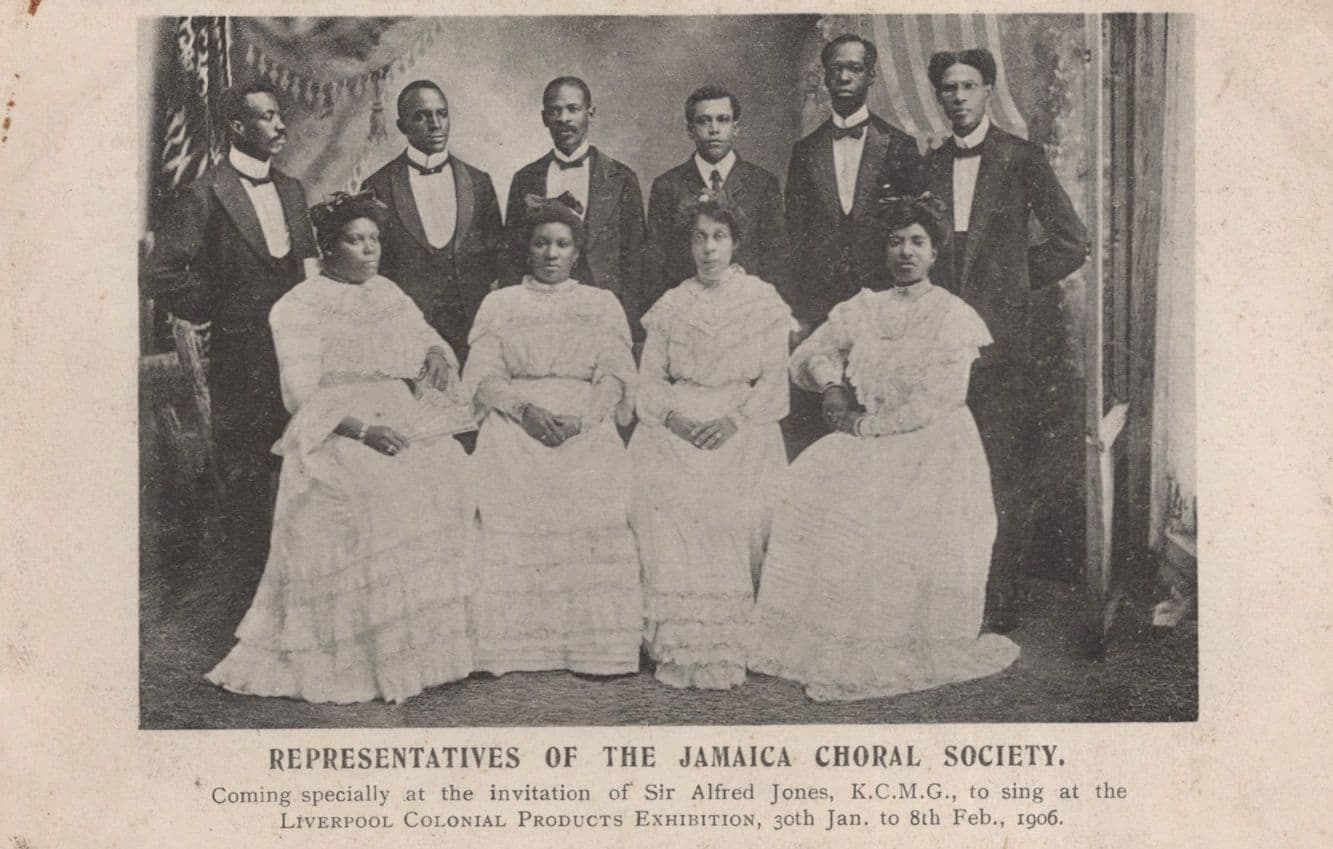 Jamaica  Choral Society Alfred Jones Shipping Liverpool 1906 Exhibition Postcard
