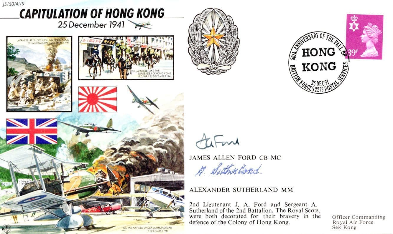 James Allen Ford Alexander Sutherland Hong Kong WW2 MULTI Hand Signed FDC