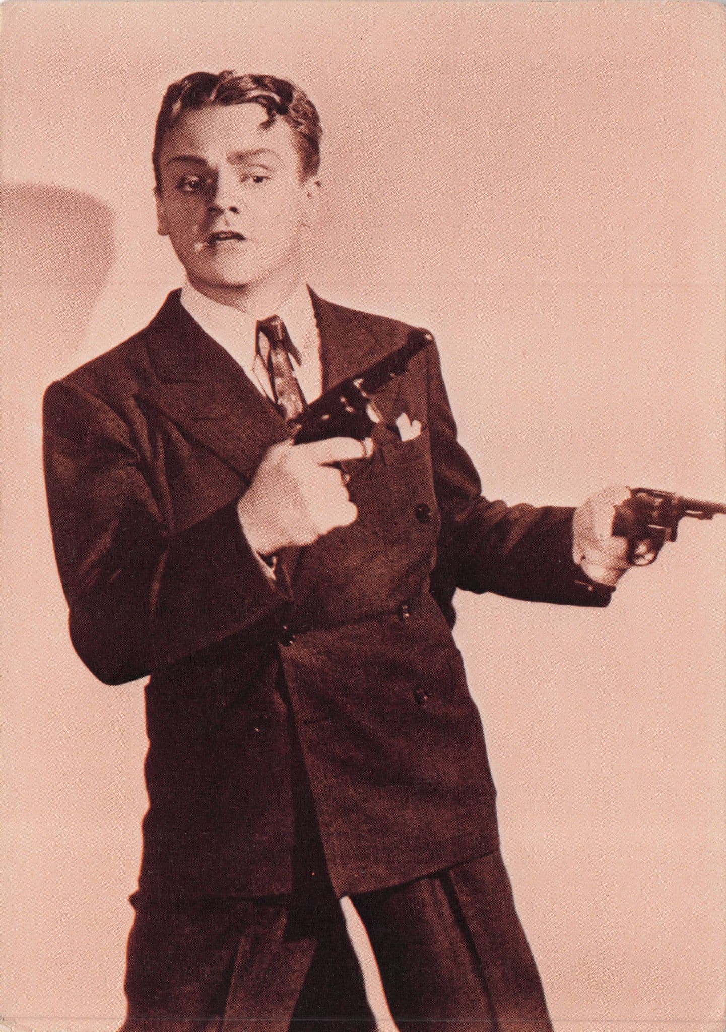 James Cagney Film Actor With Gun Vintage Postcard