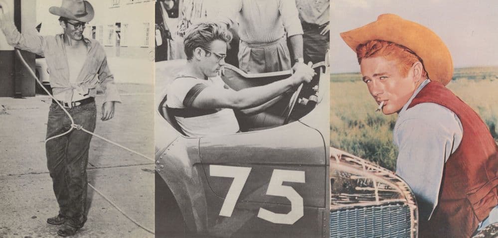 James Dean in Ferrari 500 Car & Cowboy Lassoo 3x Postcard s