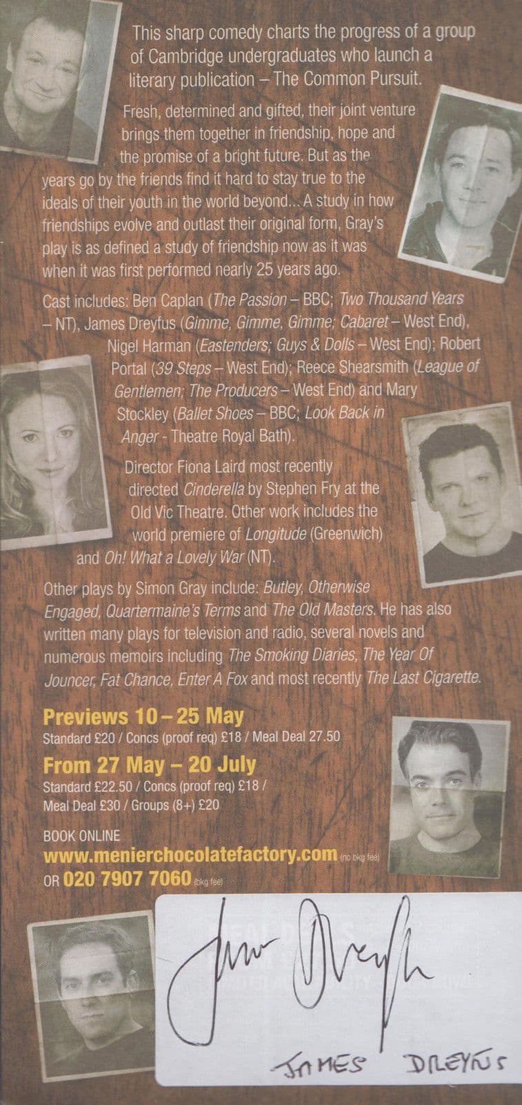 James Dreyfus The Thin Blue Line Common Pursuit Hand Signed Theatre Flyer