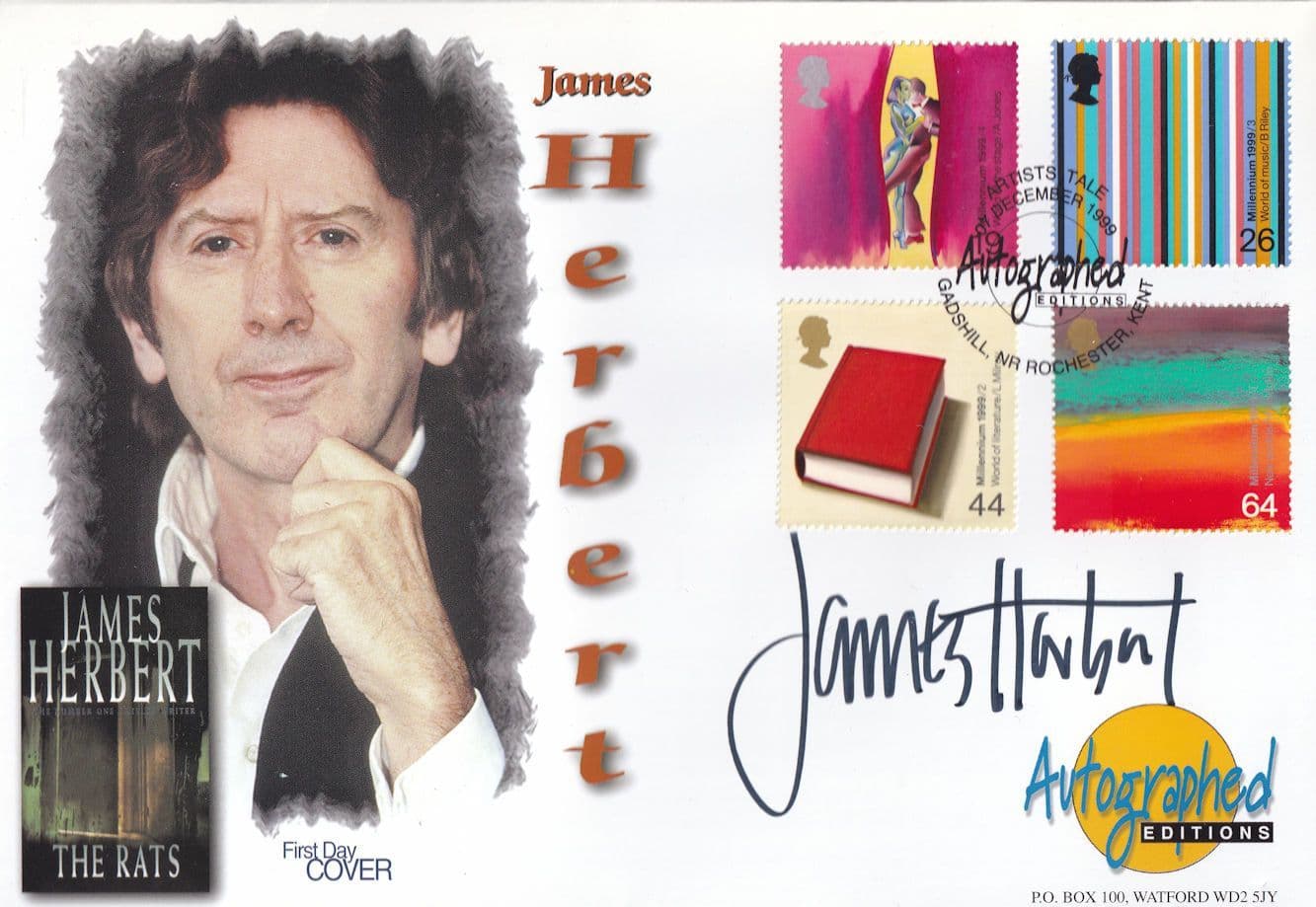 James Herbert Book Author Of The Rats Fog Hand Signed FDC
