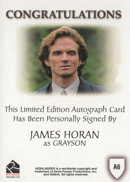 James Horan The Complete Highlander Signed Autograph Card