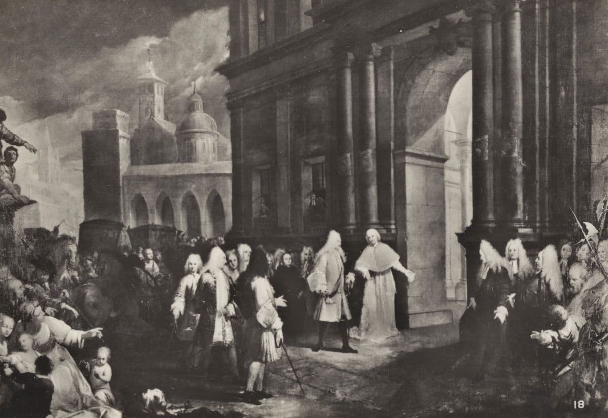 James III Reception In Bologna Italian RPC Painting Postcard