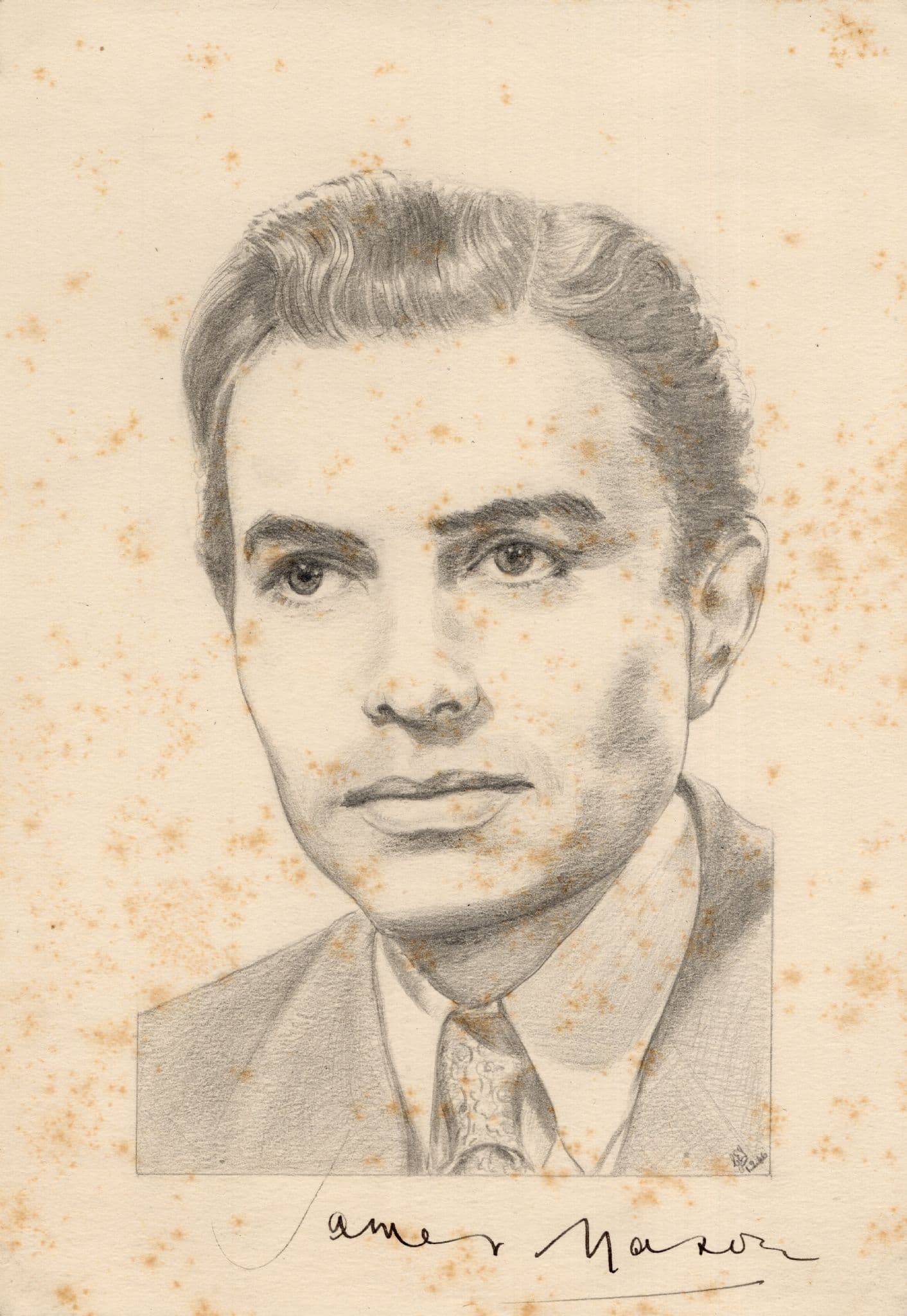 James Mason Hollywood Film Star Hand Signed Old Painting Drawing