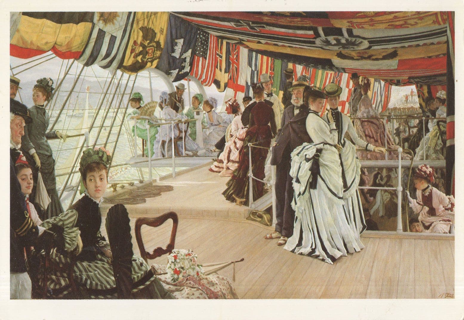 James Tissot The Ball On Shipboard Victorian Boat Painting Postcard