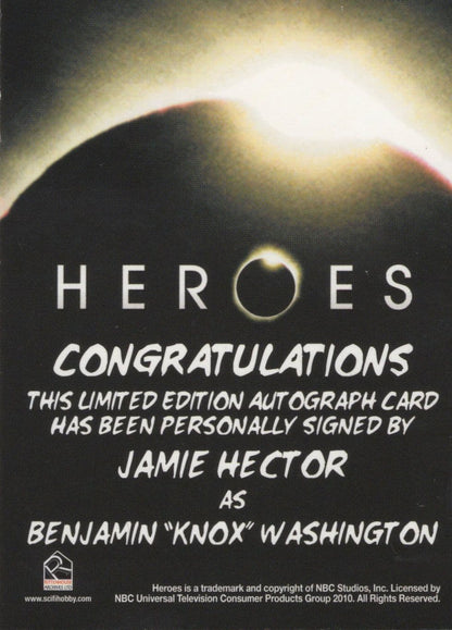 Jamie Hector Heroes Hand Signed TV Show Autograph Card