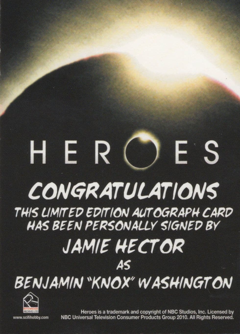 Jamie Hector Heroes Hand Signed TV Show Autograph Card