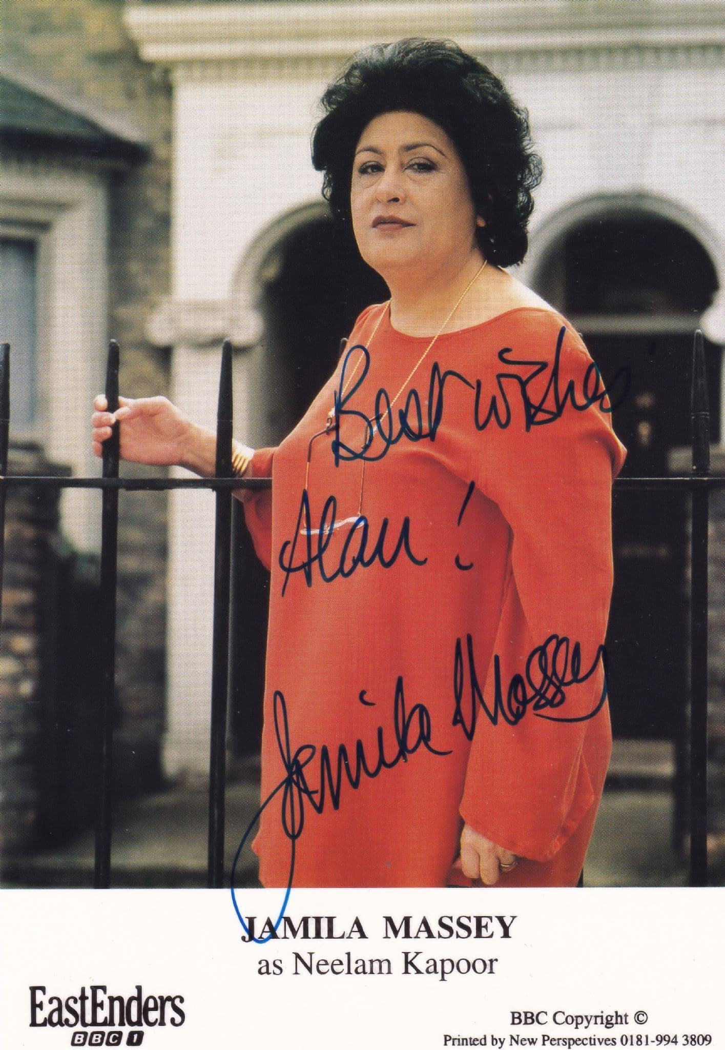 Jamila Massey Neelam Kapoor BBC Eastenders Hand Signed Cast Card Photo