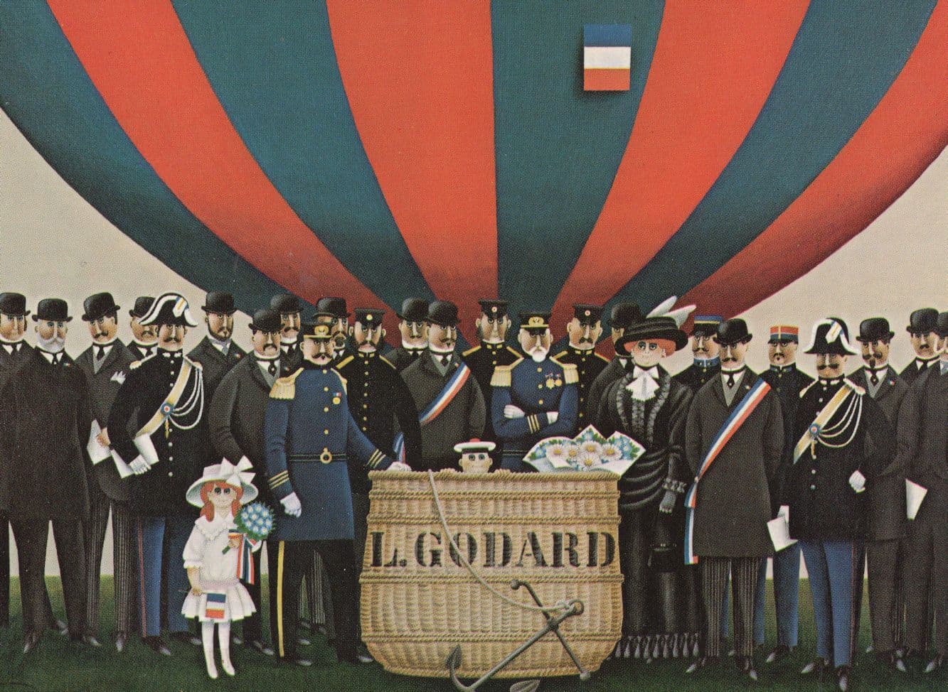 Jan Balet Hommage A Godard German Hot Air Balloon Painting Postcard