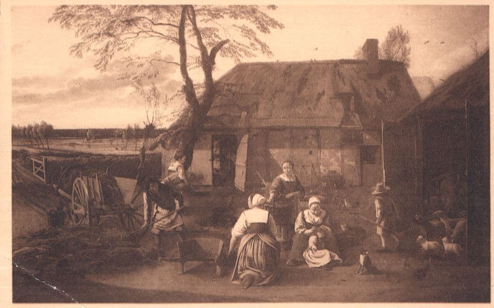 Jan Siberechts Cour De Ferme Antique Painting Postcard