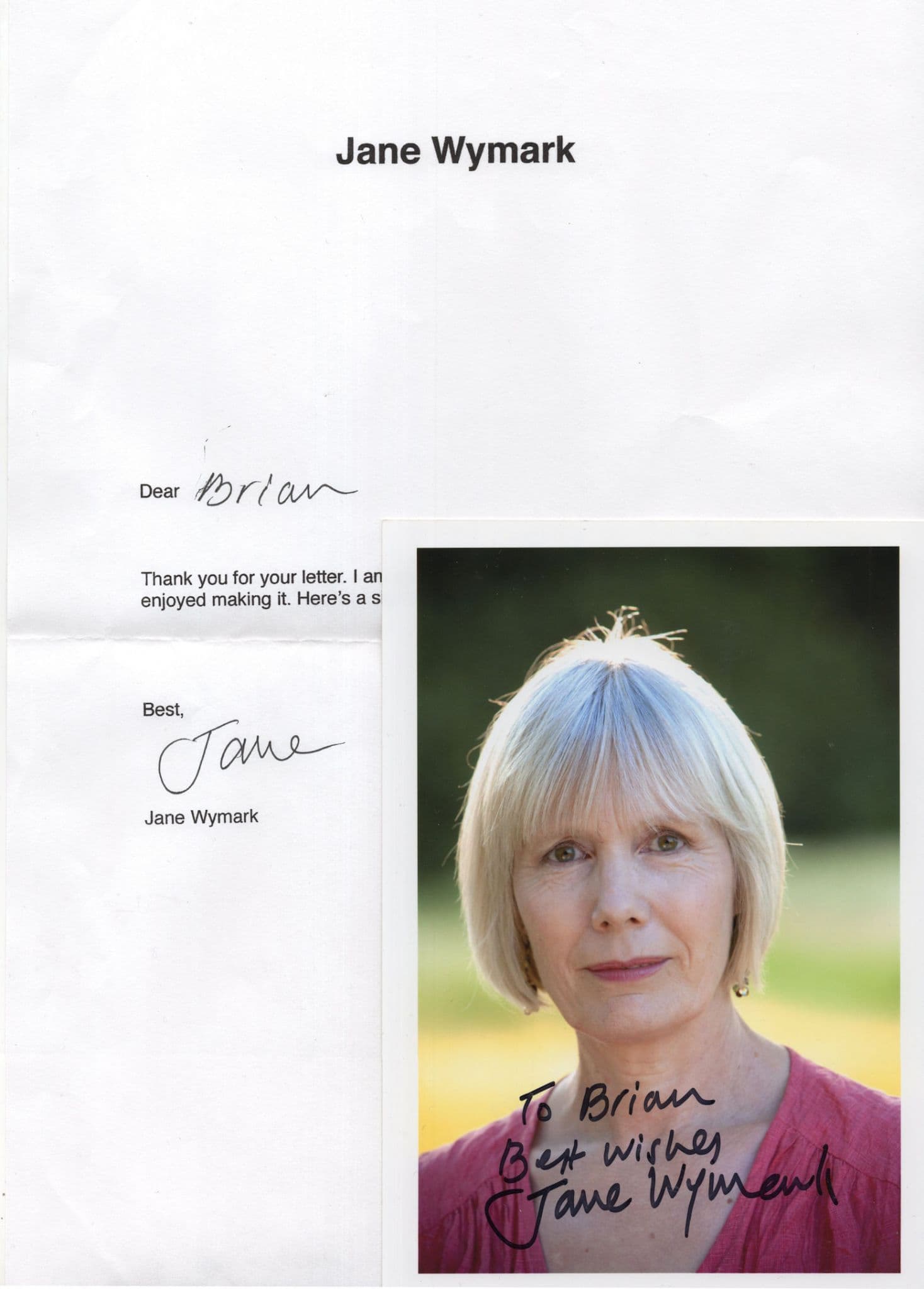 Jane Wymark Midsomer Murders Hand Signed Photo & Letter COA