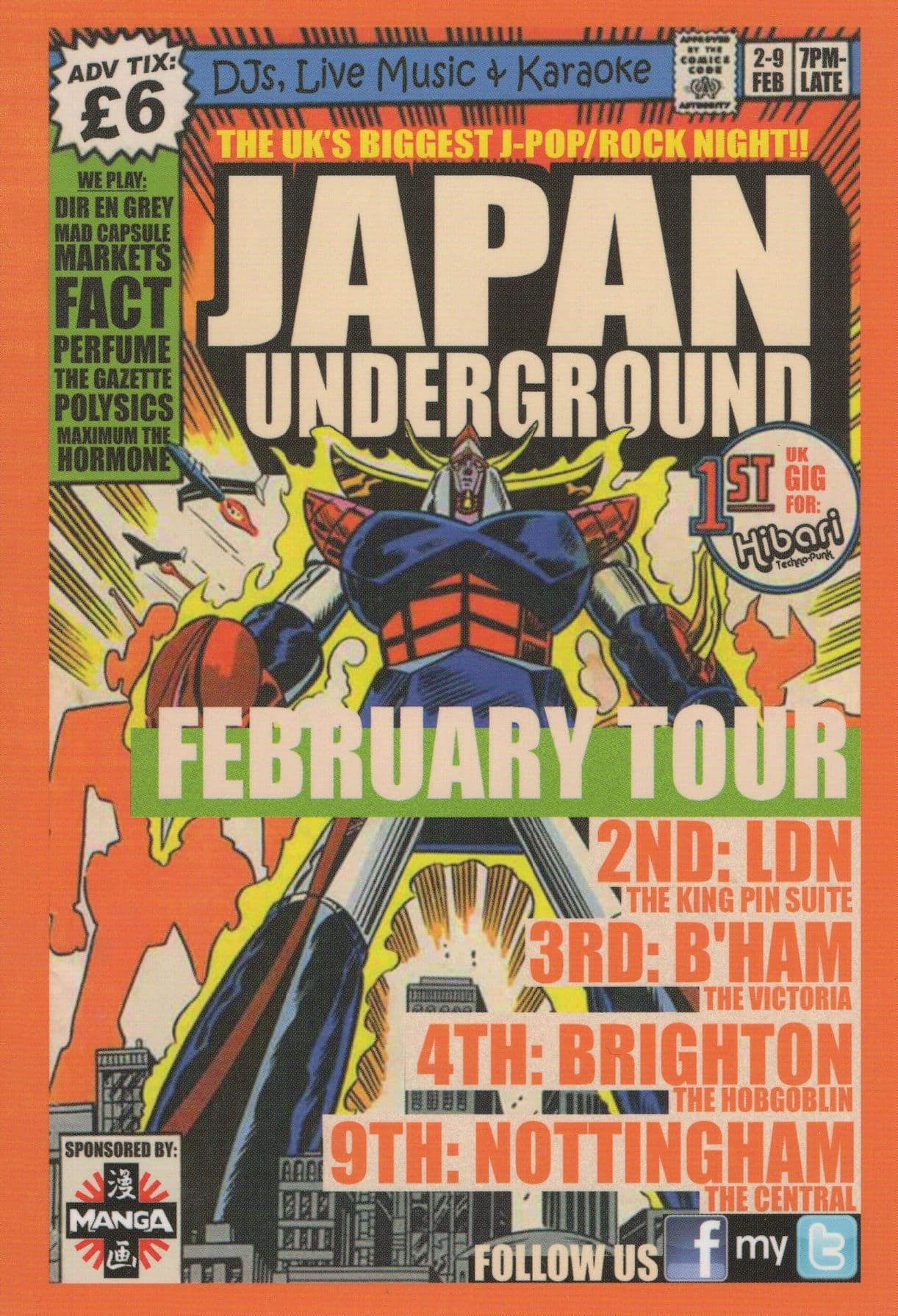 Japan Underground J-Pop Rock Music Night Advertising Flyer Postcard