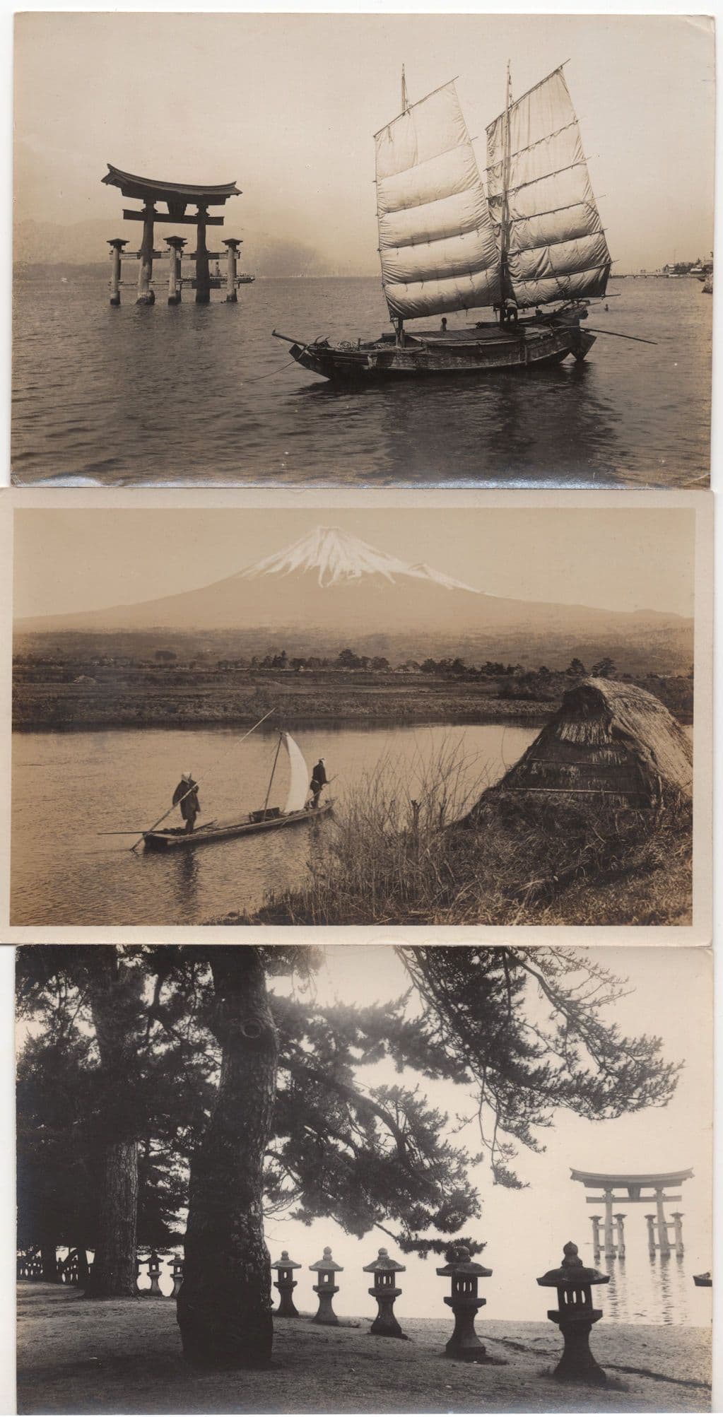 Japanese Fisherman in Sailing Boat Antique Old 3x Postcard Photo s