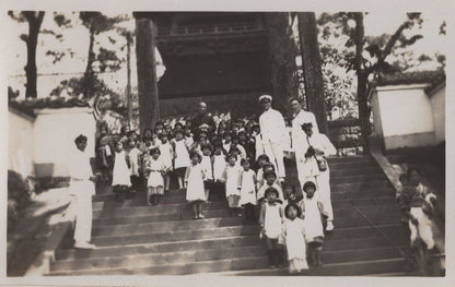 Japanese Military Sailor PO's Outing To Unzen School RPC Postcard