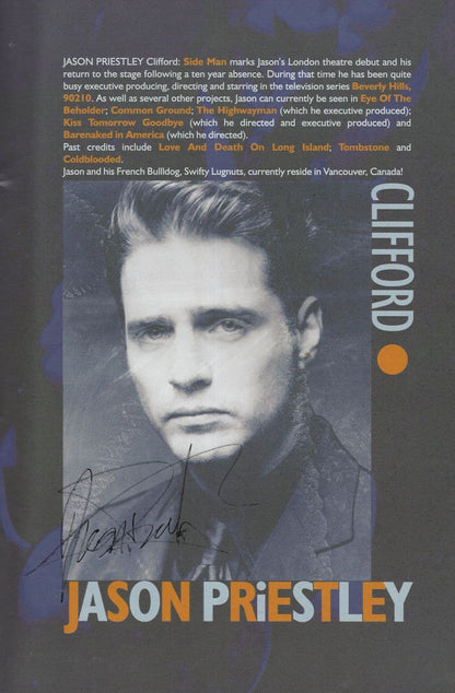 Jason Priestley Side Man Jazz London Hand Signed Theatre Programme