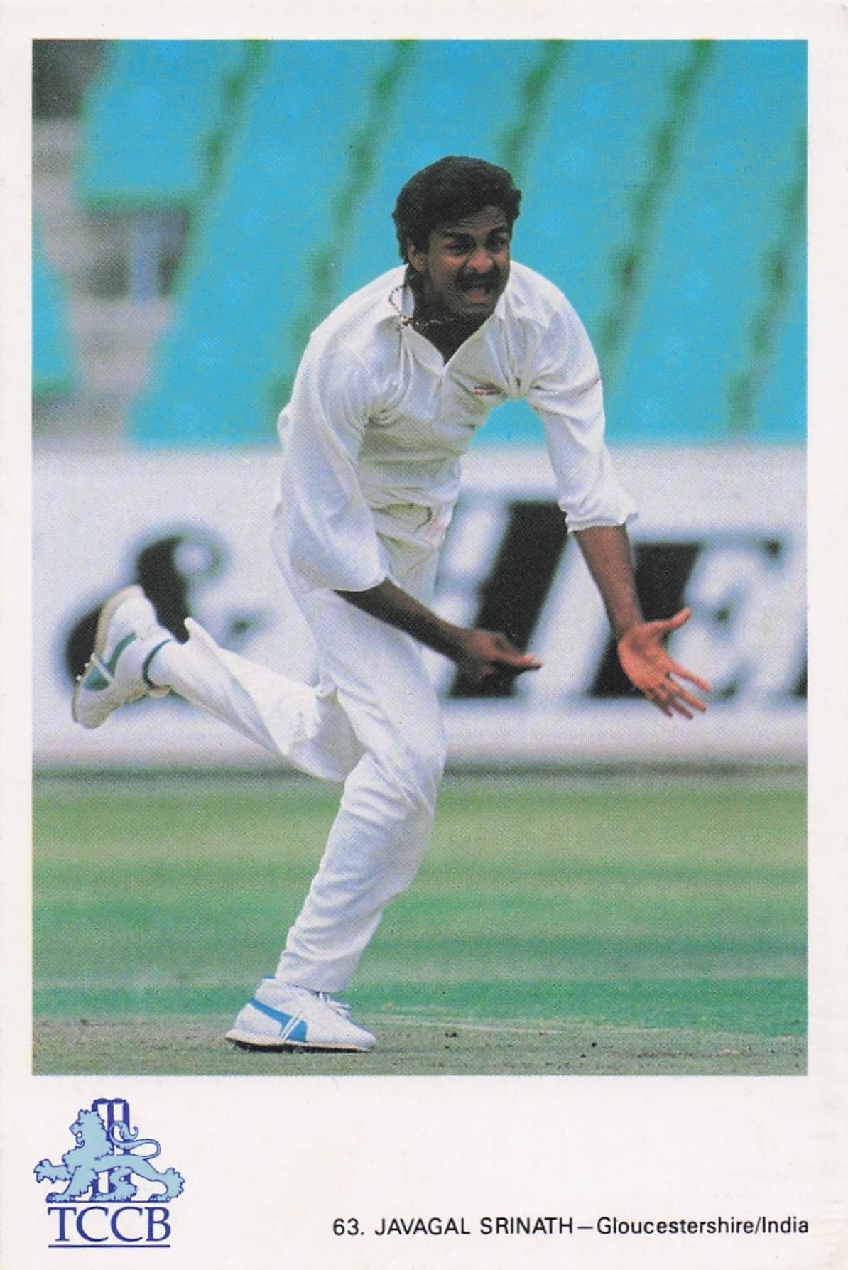Javagal Srinath GloucestershireTCCB Classic Cricket Photo Postcard