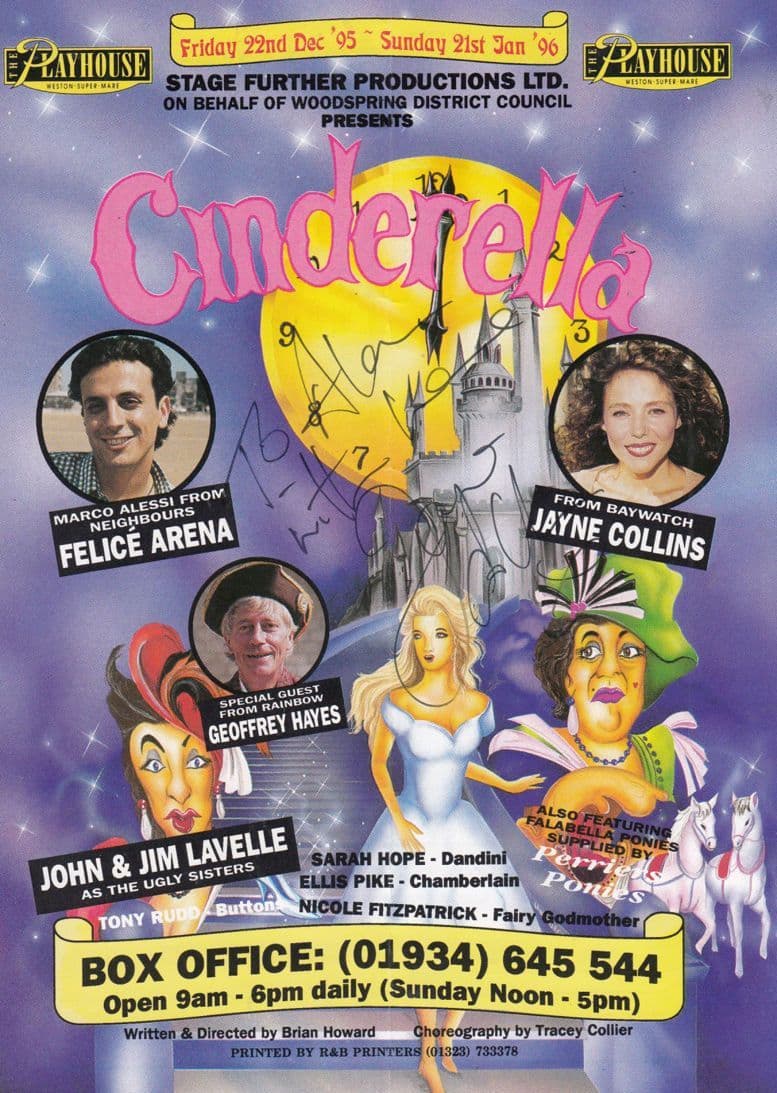Jayne Collins of Baywatch Cinderella Hand Signed Theatre Flyer