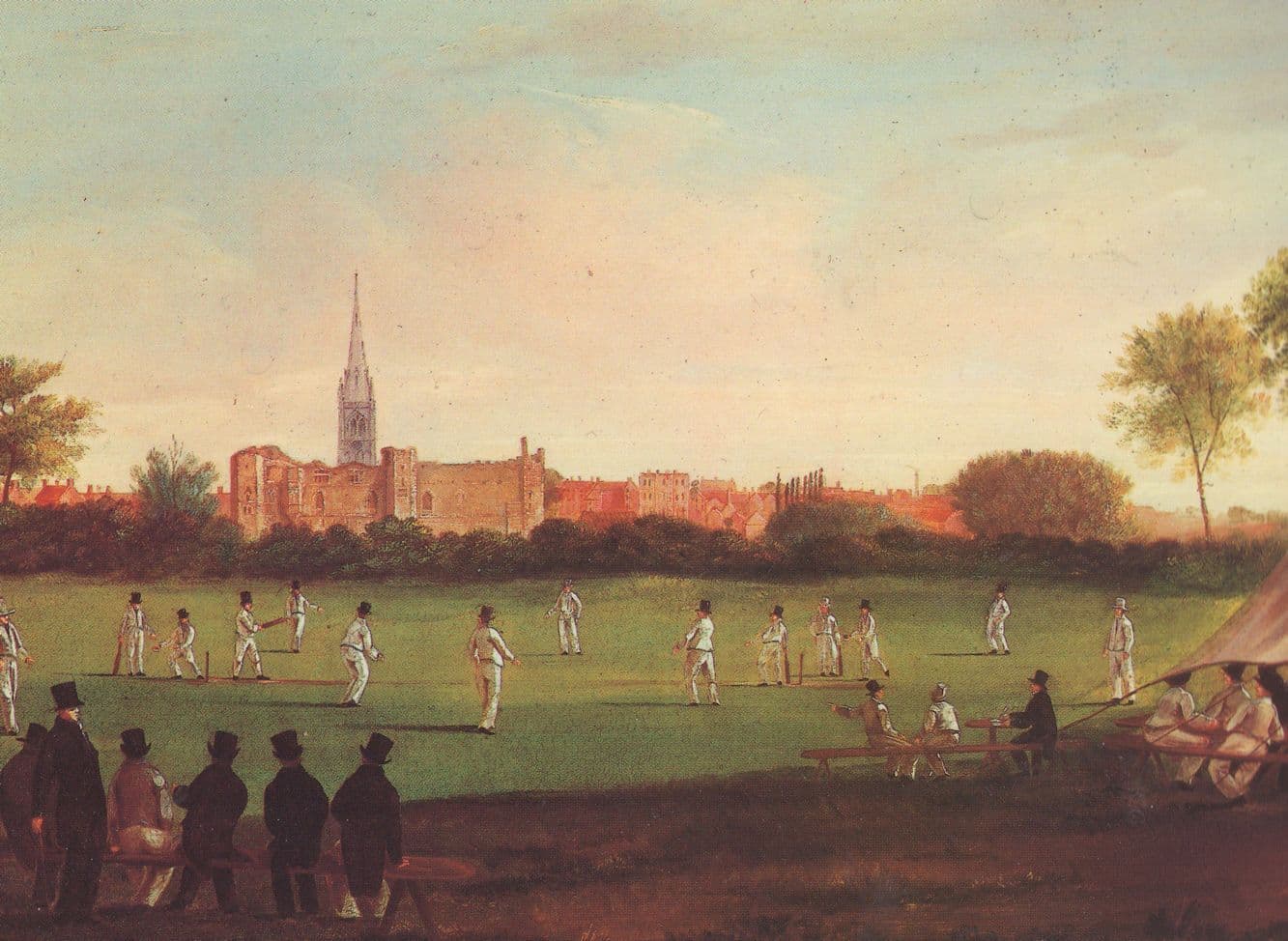 JD Curtis Cricket At Newark On Trent 1923 Painting Postcard