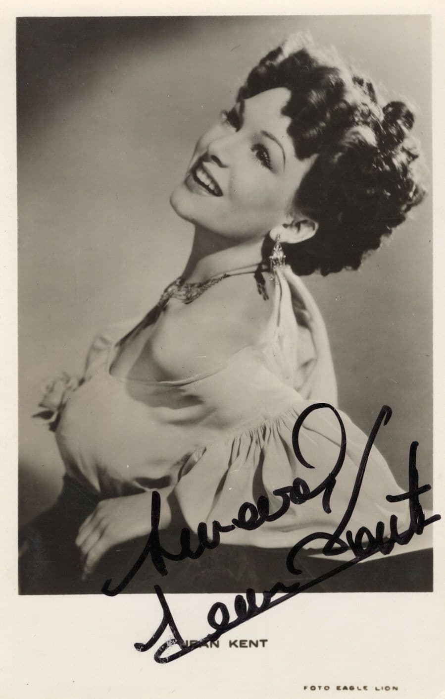 Jean Kent Antique Rare Hand Signed Real Photo Postcard