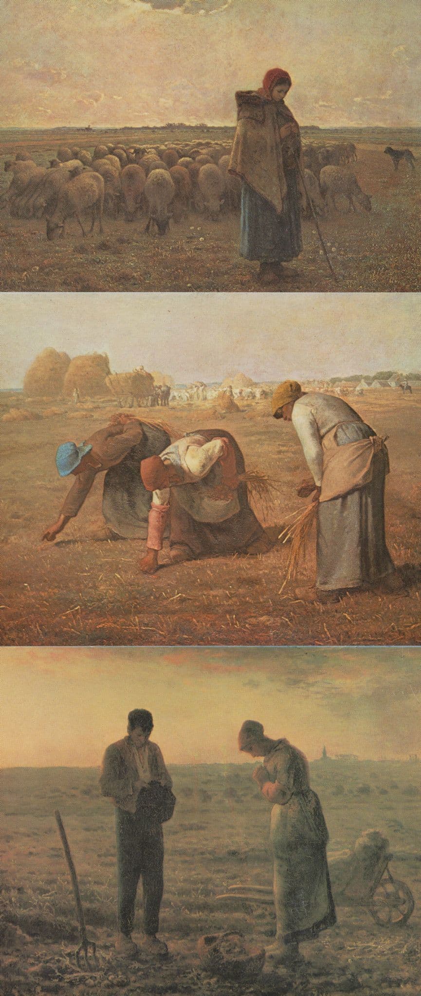 Jean Millet Les Glaneuses L'Angelus 3x French Painting Postcard s