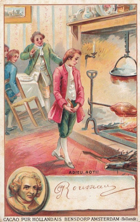 Jean Rousseau Printed Signed Bendorps Cocoa Drink Postcard Antique Trade Card