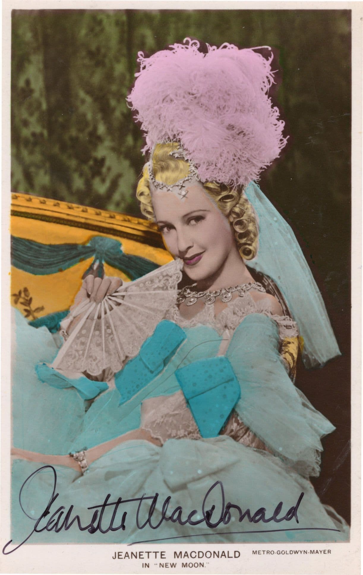 Jeanette MacDonald New Moon Antique Hand Signed Coloured Autograph Photo