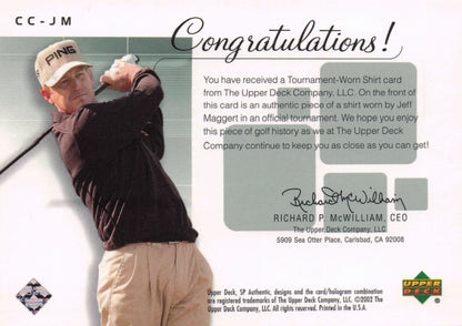 Jeff Maggert Course Classics Upper Deck 2002 Real Relic Golf Shirt Card
