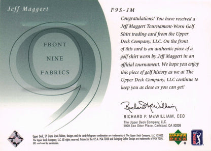 Jeff Maggert Front 9 Fabric 2002 Upper Deck Authentic Shirt Card