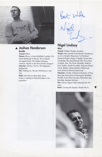 Jennifer Ehle Nigel Lindsay Hand Signed Photo Theatre Page