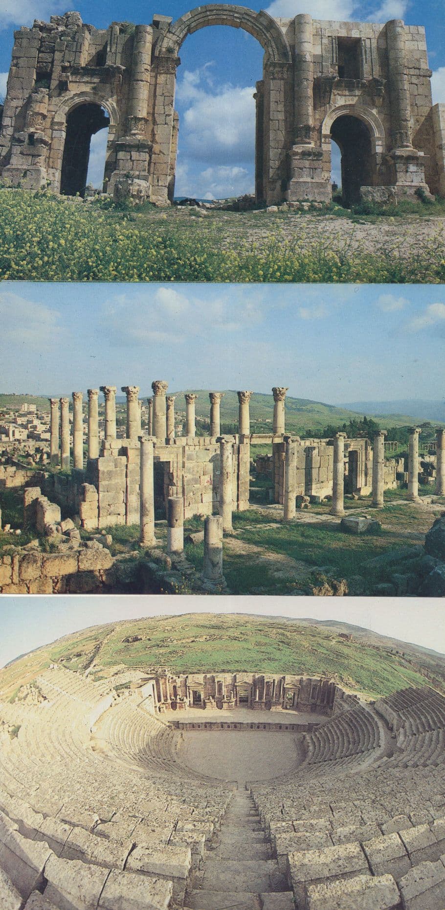 Jerash Arch Roman Amphitheatre Cathedral 3x Jordan Postcard