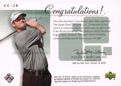 Jerry Kelly Course Classics Upper Deck 2002 Real Relic Golf Shirt Card