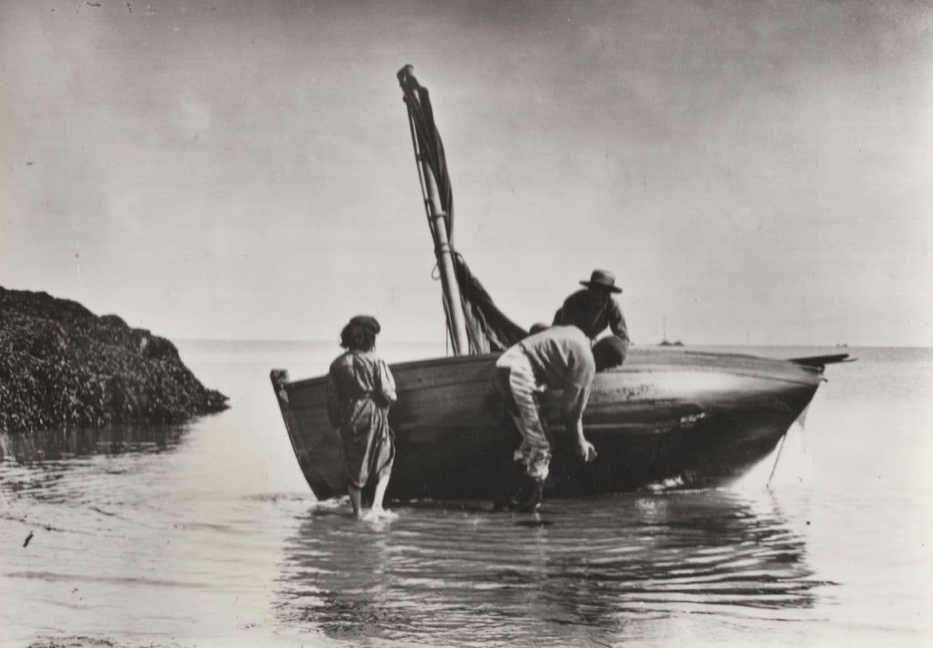Jersey Washing The Boat Real Photo Ship Postcard