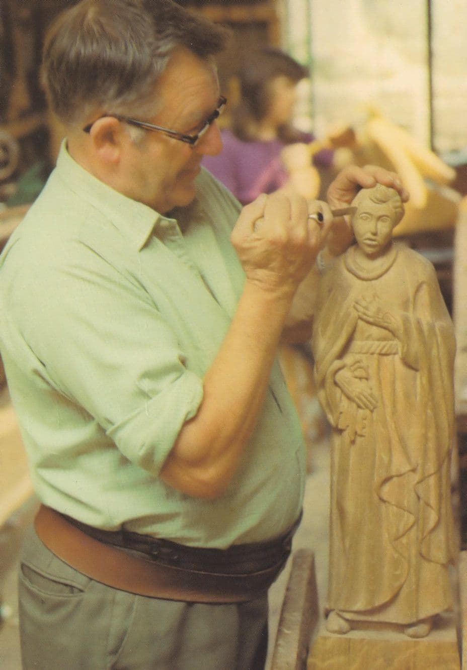 Jersey Woodcrafts Religious Making St Saint Peter Sculpture Postcard