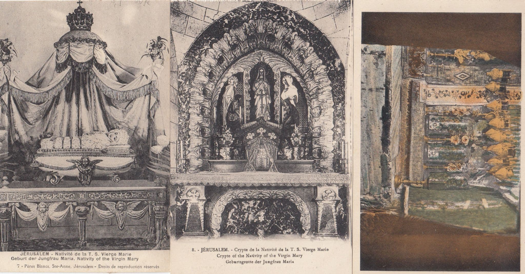 Jerusalem Crypte Of The Holy Virgin Vierge Marie Mary 3x Postcard s