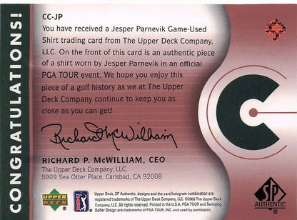 Jesper Parnevik Course Classics 2003 Authentic Worn PGA Tour Golf Shirt Card