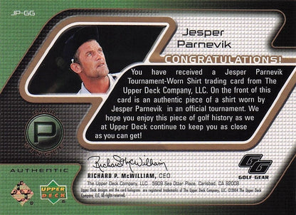 Jesper Parnevik Golf Gear Player Shirt Swatch Upper Deck Card