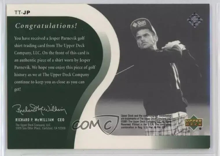 Jesper Parnevik Original Worn Shirt Golf Tour Rare Limited Threads Card