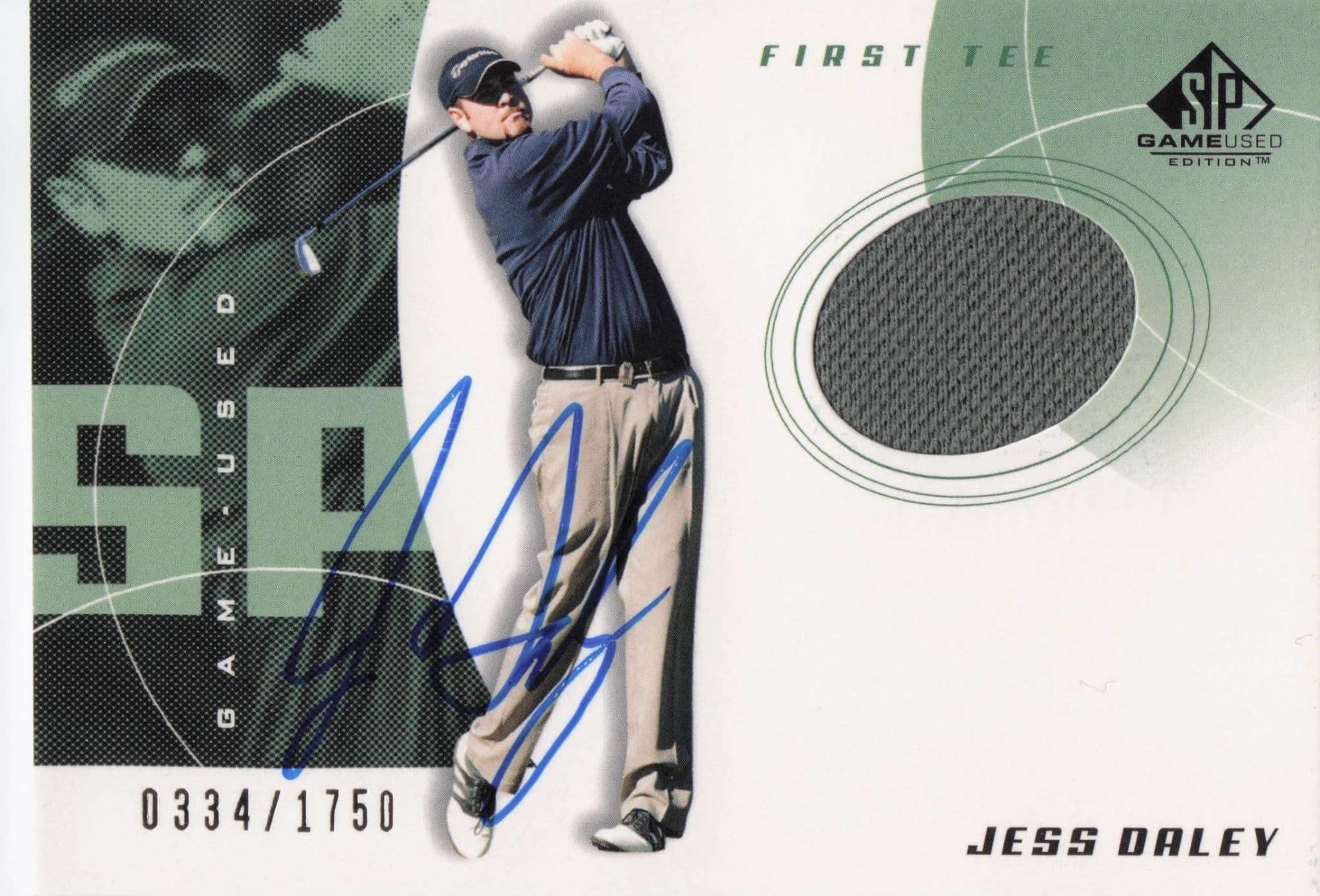 Jess Daley First Tee 2002 Golf Upper Deck Hand Signed Worn Shirt Card