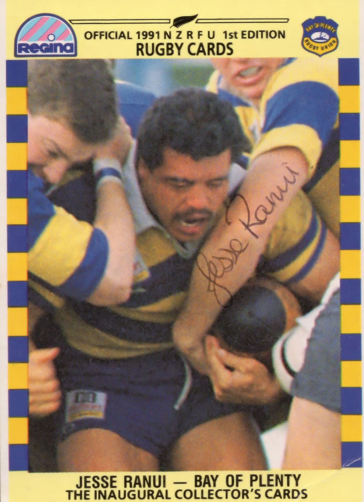 Jesse Ranui Bay Of Plenty Team 1991 New Zealand Rugby Hand Signed Card Photo