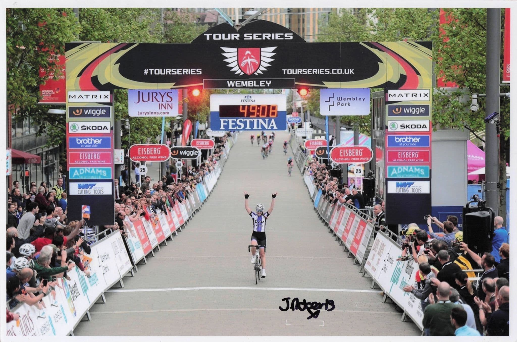 Jessica Roberts GB Cyclist 2017 Cycling Tour Series Wembley 12x8 Hand Signed Photo