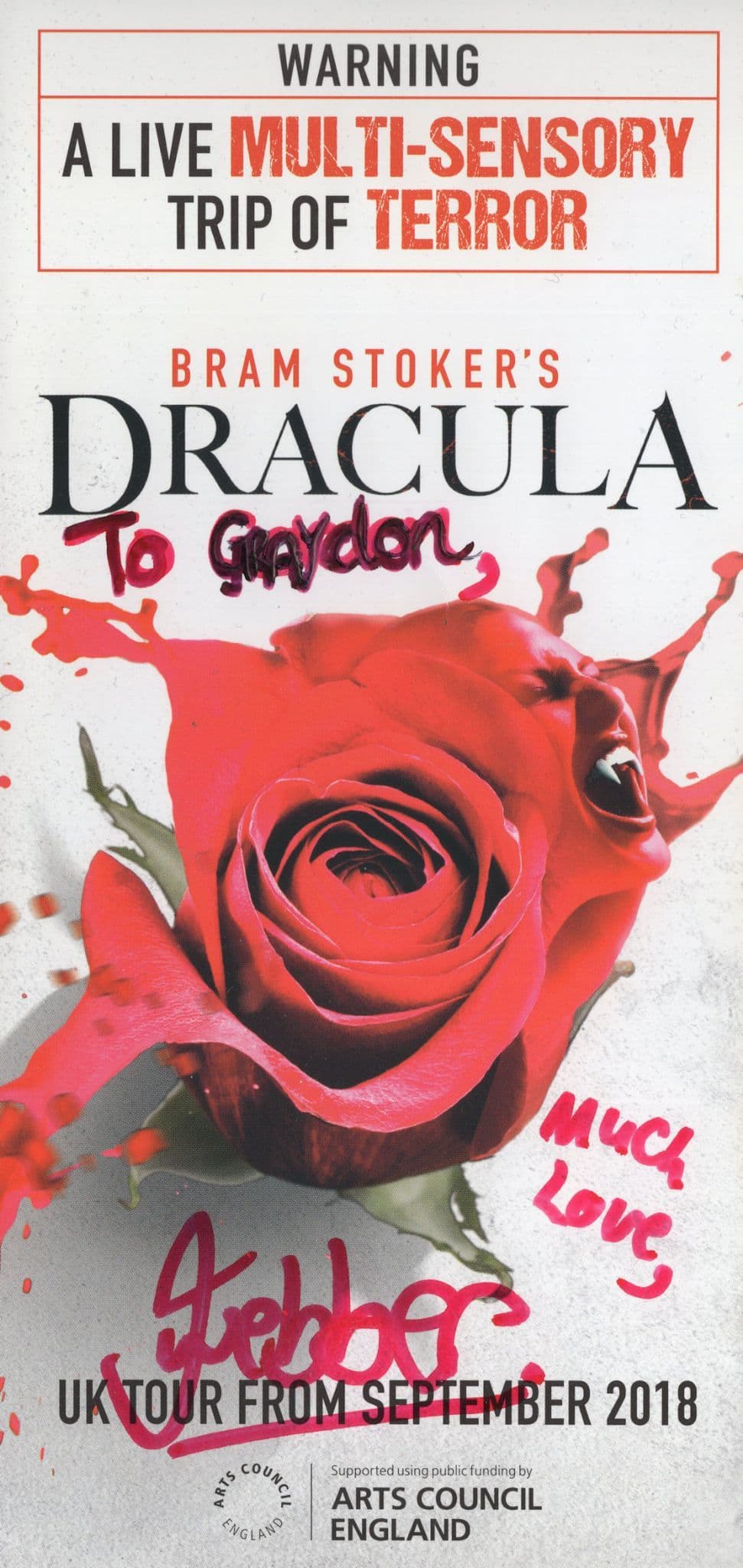Jessica Webber Dracula Vampire Hand Signed Theatre Flyer