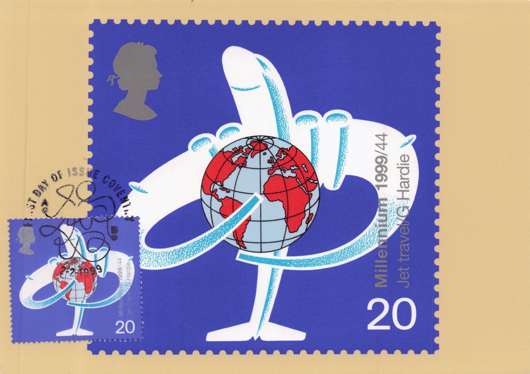 Jet Travel World Spinning Map Globe Royal Mail FDC Postcard