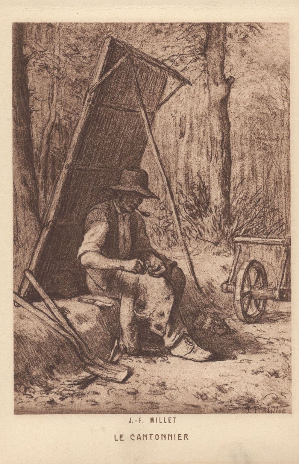 JF Millet Le Cantonnier French Old Painting Postcard