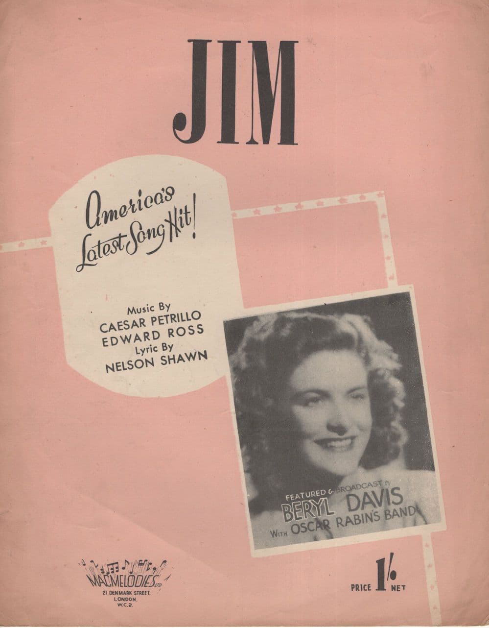 Jim Beryl Davis & Oscar Rabins Sheet Band Music