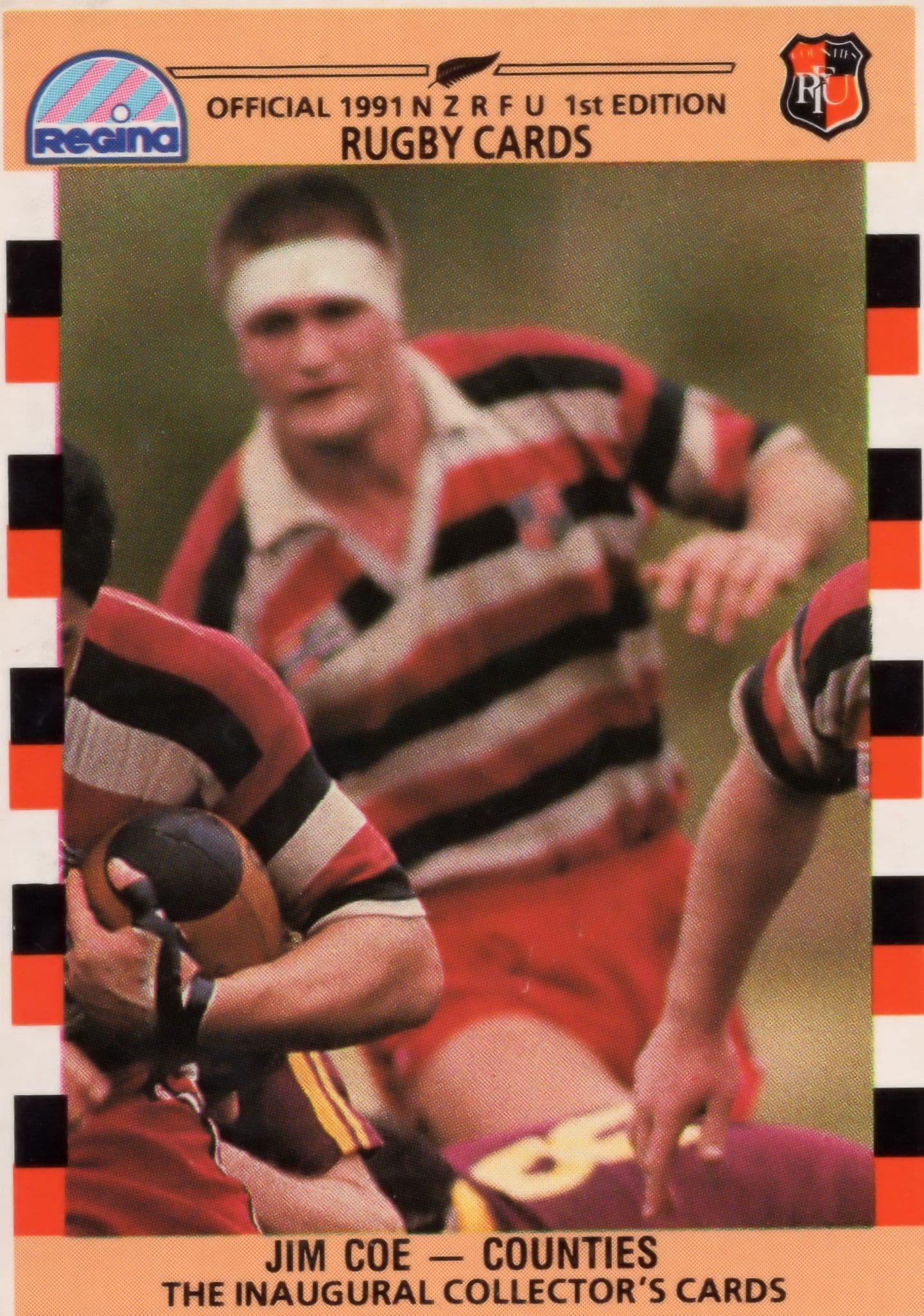 Jim Coe Counties Team 1991 New Zealand Hand Signed Rugby Card Photo